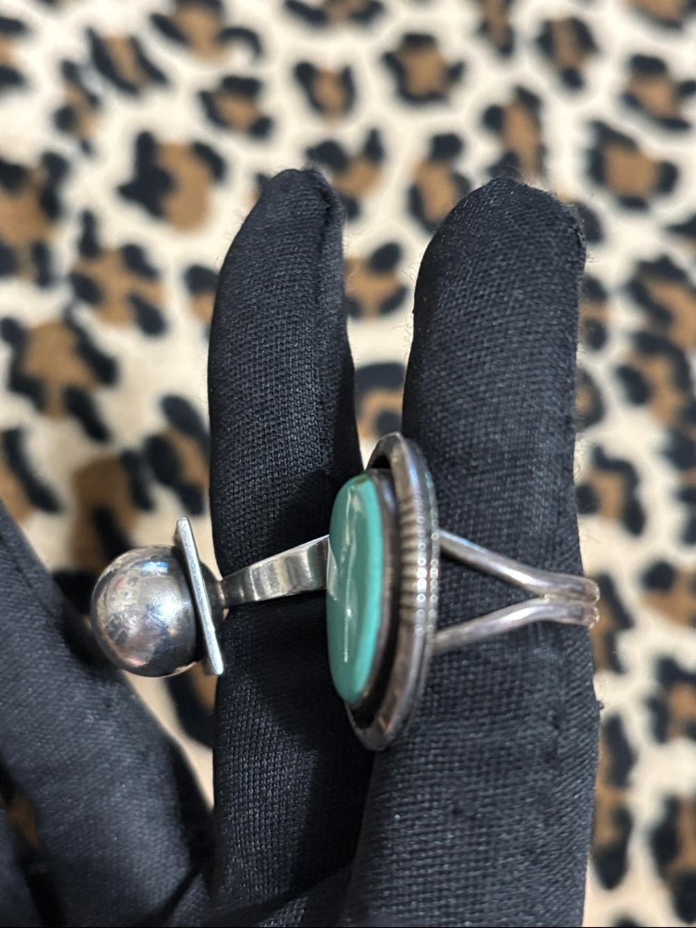 Vintage Sterling Silver 🩵 Turquoise Stone Ring 7.5 Southwest Statement - Picture 15 of 15